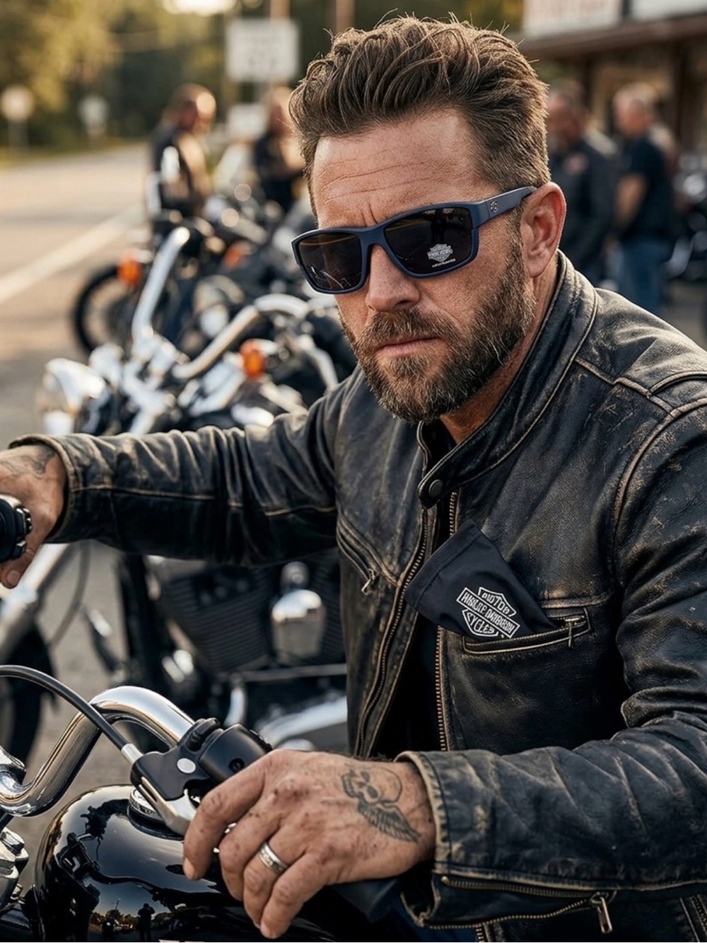 Harley-Davidson Navy Blue Frame Sunglasses with Dark Lenses